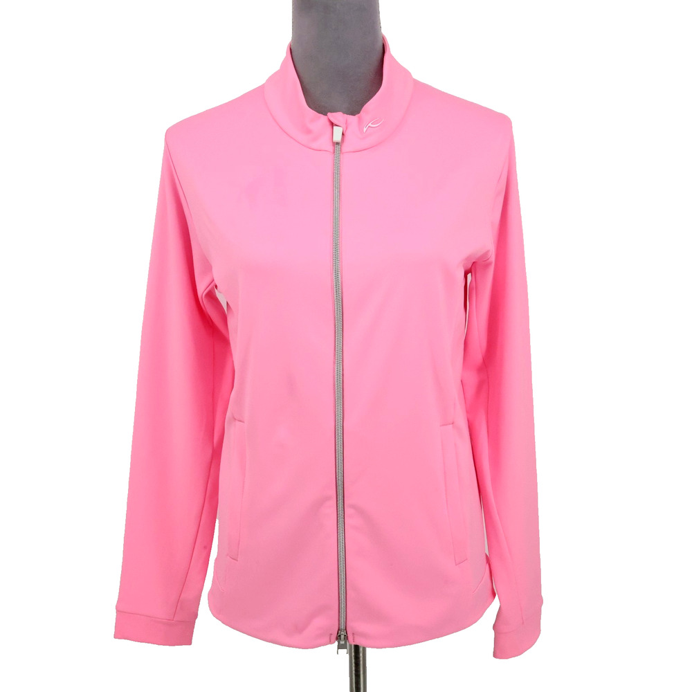 KJUS Jacket Womens Large Pink Full Zip Pockets Mock Neck Golf Exercise Gym